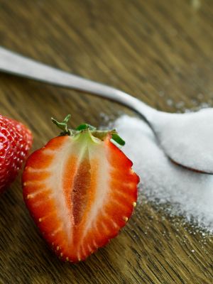strawberries and table sugar
